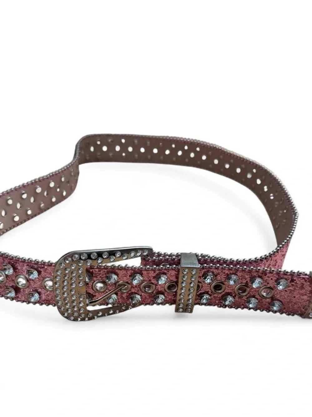 Pink Rhinestone Belt with Studded Buckle